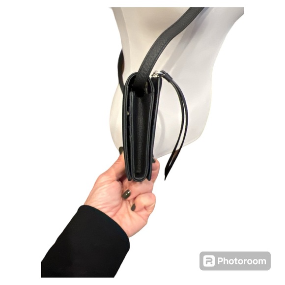 Versatile Crossbody / Wallet on a Chain “Fetch” black pebble grain leather NEW - Picture 7 of 13